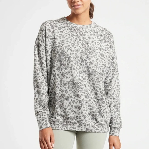 Athleta Studio To Street Splatter Sweater Gray Crewneck Pullover - Picture 1 of 7